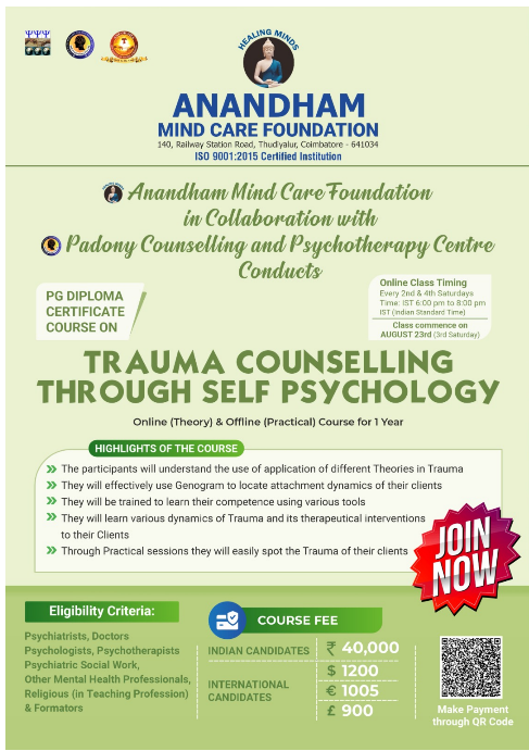 PG Diploma in Trauma Counselling through self-psychology and integrated approaches